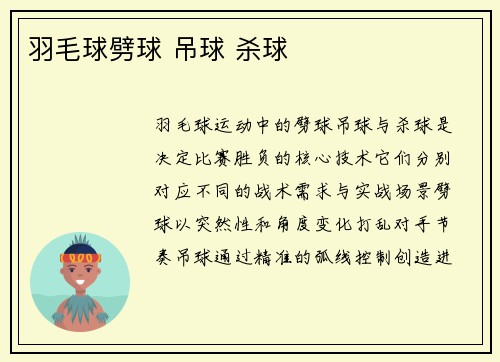 羽毛球劈球 吊球 杀球
